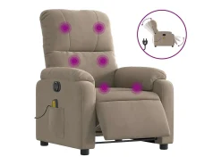 Poltrona massagens recli. elétrica microfibra cinza-acastanhado