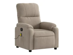 Poltrona massagens recli. elétrica microfibra cinza-acastanhado