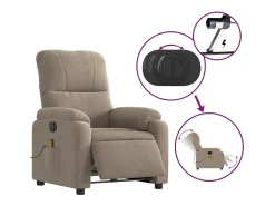 Poltrona massagens recli. elétrica microfibra cinza-acastanhado