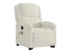 Poltrona massagens reclinável elevatória elétrica veludo creme