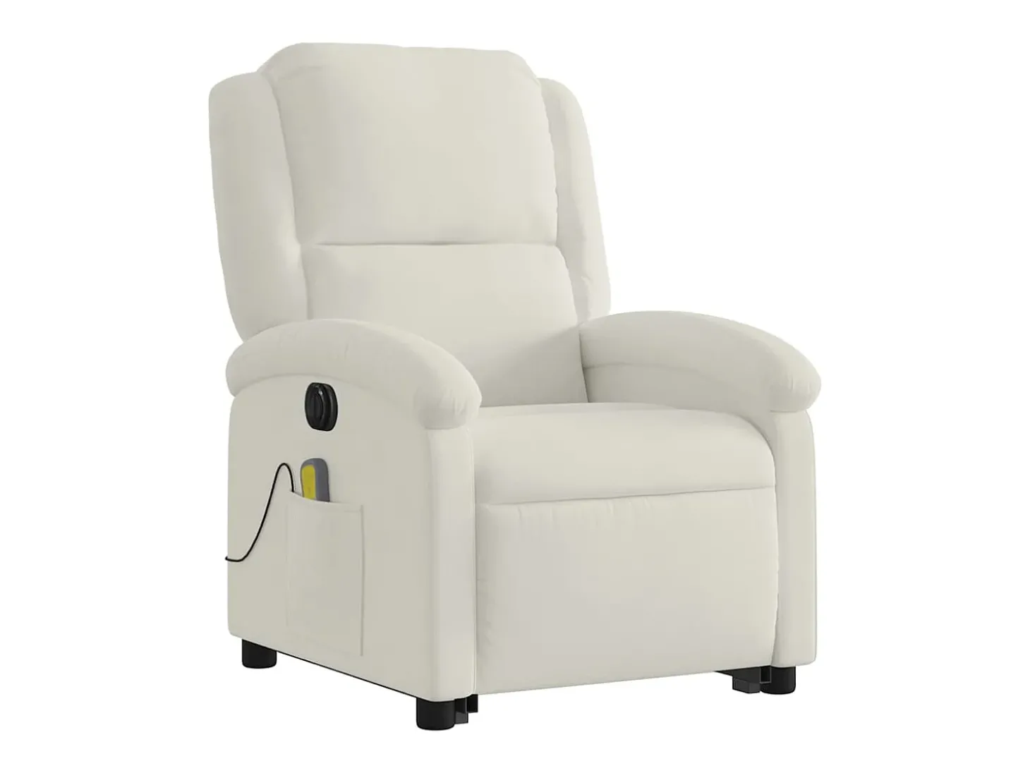 Poltrona massagens reclinável elevatória elétrica veludo creme