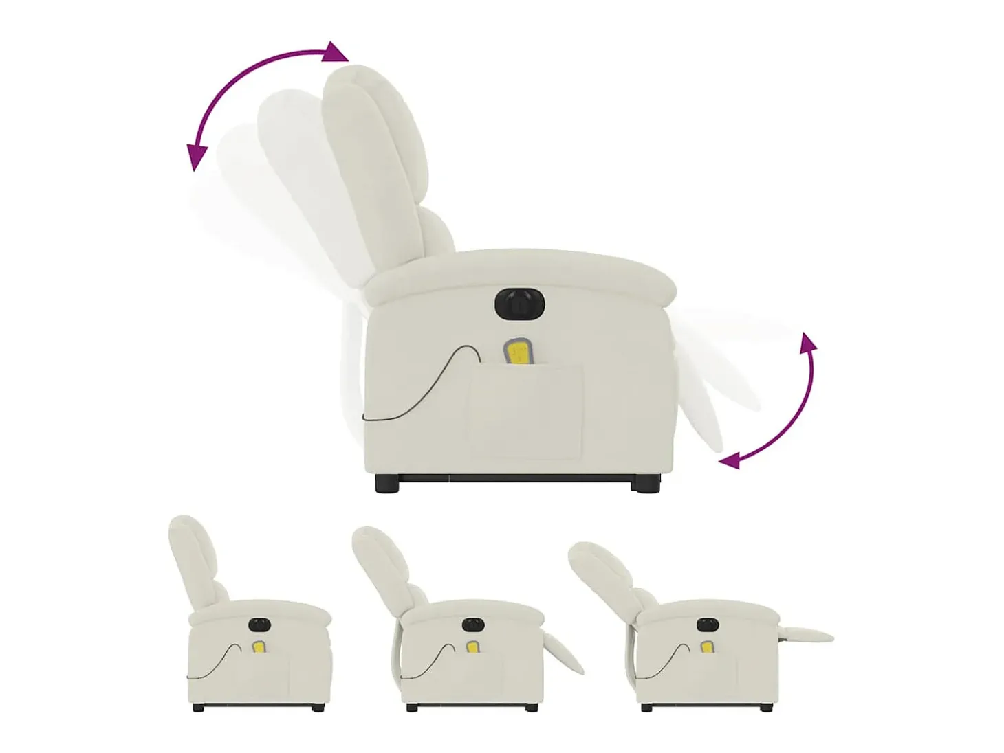 Poltrona massagens reclinável elevatória elétrica veludo creme