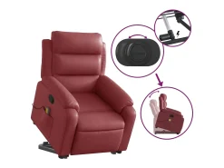Poltrona massagens reclinável couro artificial vermelho tinto