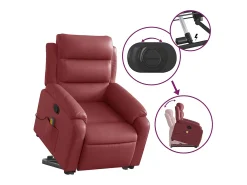Poltrona massagens reclinável couro artificial vermelho tinto