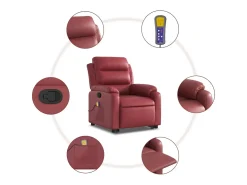 Poltrona massagens reclinável couro artificial vermelho tinto