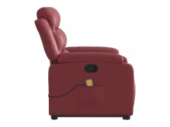 Poltrona massagens reclinável couro artificial vermelho tinto