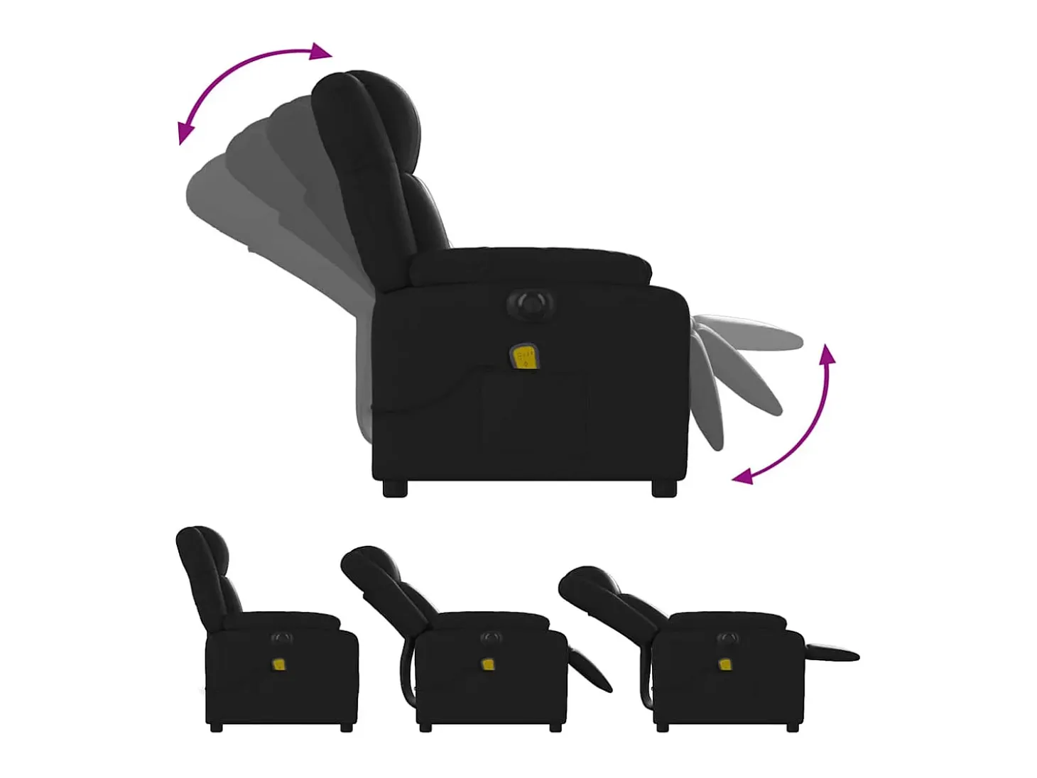 Poltrona massagens reclinável elétrica couro artificial preto