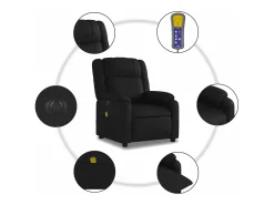 Poltrona massagens reclinável elétrica couro artificial preto