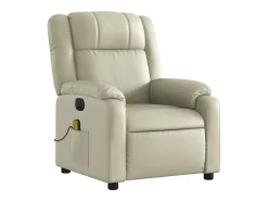 Poltrona massagens reclinável elétrica couro artificial creme