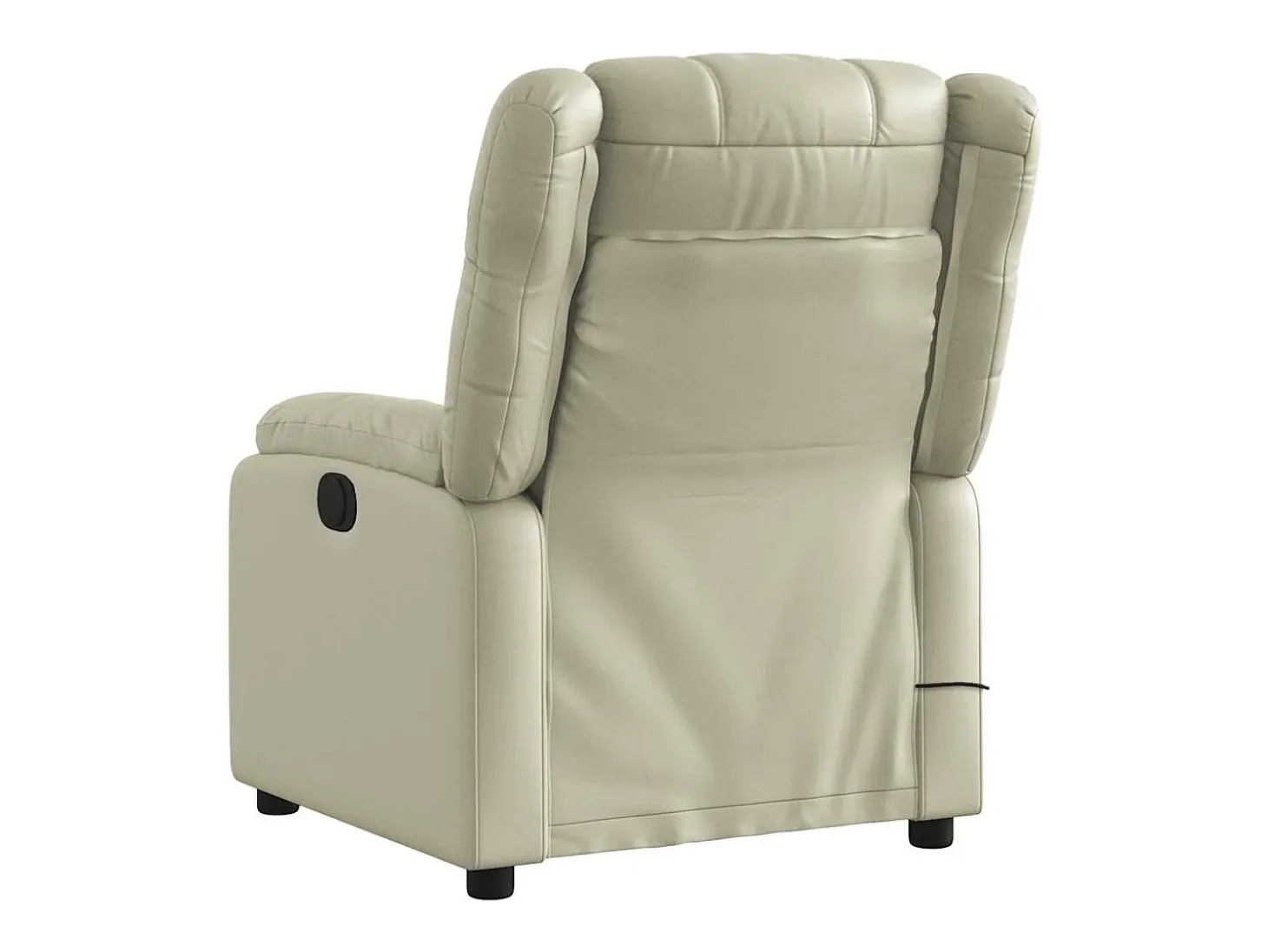 Poltrona massagens reclinável elétrica couro artificial creme
