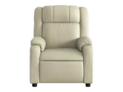 Poltrona massagens reclinável elétrica couro artificial creme