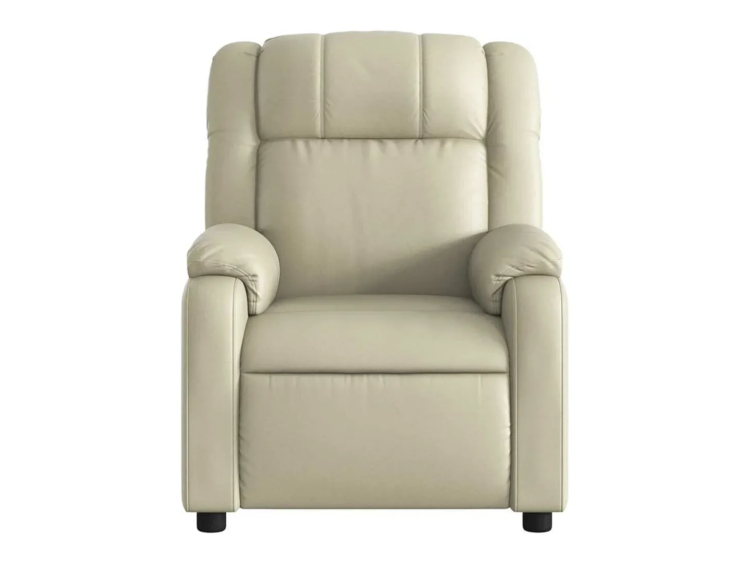 Poltrona massagens reclinável elétrica couro artificial creme