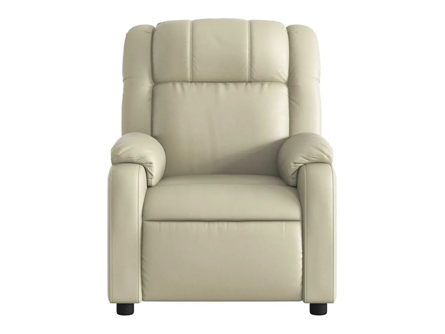 Poltrona massagens reclinável elétrica couro artificial creme