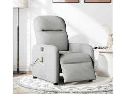 Poltrona massagens reclinável elétrica tecido cinzento-nublado