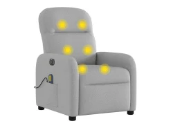 Poltrona massagens reclinável elétrica tecido cinzento-nublado