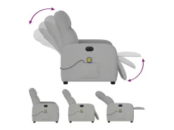 Poltrona massagens reclinável elétrica tecido cinzento-nublado