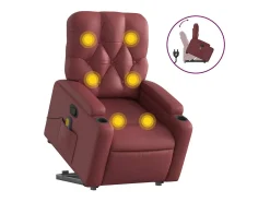 Poltrona massagens reclinável couro artificial vermelho tinto