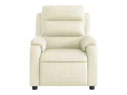 Poltrona massagens reclinável elétrica couro artificial creme