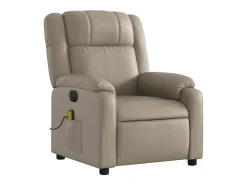 Poltrona massagens reclinável elétrica couro artif. cappuccino