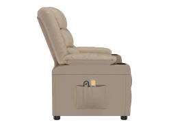 Poltrona massagens reclinável elétrica couro artif. cappuccino