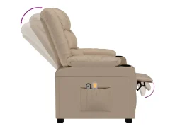 Poltrona massagens reclinável elétrica couro artif. cappuccino