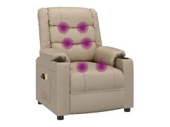 Poltrona massagens reclinável elétrica couro artif. cappuccino