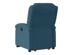 Poltrona massagens reclinável elevatória elétrica veludo azul