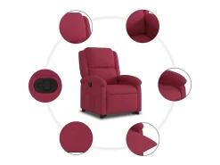 Poltrona massagens reclinável elevatória veludo vermelho tinto