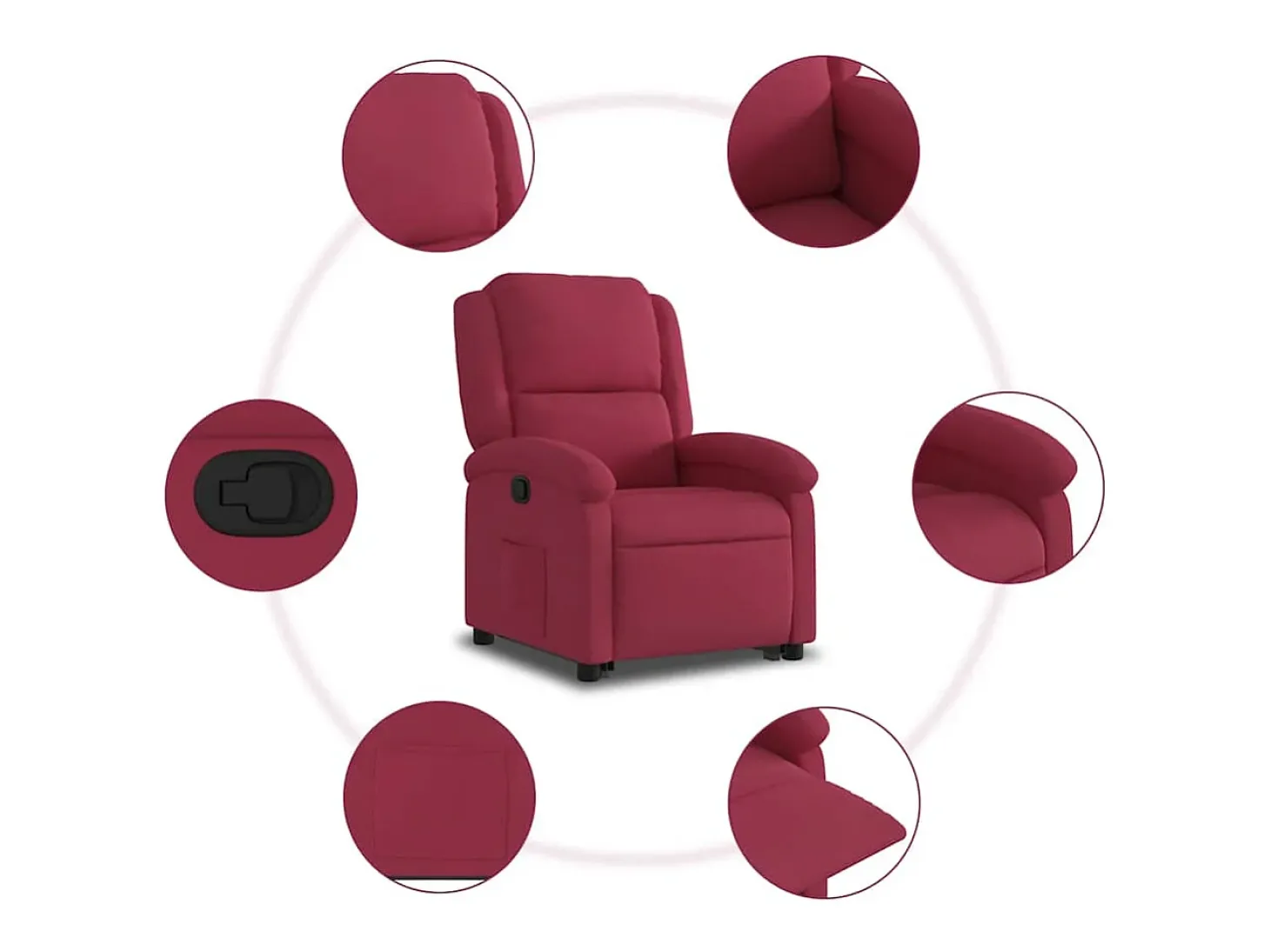 Poltrona massagens reclinável elevatória veludo vermelho tinto