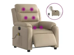 Poltrona massagens reclinável elétrica couro artif. cappuccino