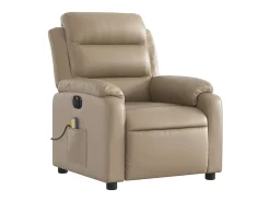 Poltrona massagens reclinável elétrica couro artif. cappuccino