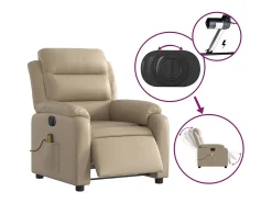 Poltrona massagens reclinável elétrica couro artif. cappuccino