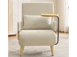 Poltrona moderna 62x67x88 cm - Poltrona conversível 3 em 1 - Com função de cama - Poltrona dobrável estofada - Bege