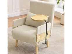 Poltrona moderna 62x67x88 cm - Poltrona conversível 3 em 1 - Com função de cama - Poltrona dobrável estofada - Bege
