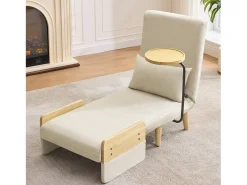 Poltrona moderna 62x67x88 cm - Poltrona conversível 3 em 1 - Com função de cama - Poltrona dobrável estofada - Bege