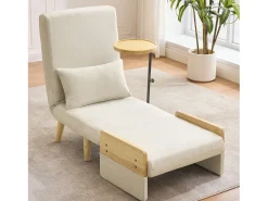 Poltrona moderna 62x67x88 cm - Poltrona conversível 3 em 1 - Com função de cama - Poltrona dobrável estofada - Bege