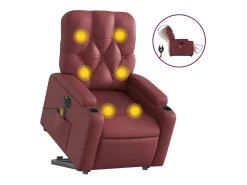 Poltrona reclin. elevatória elétrica couro artif vermelho-tinto