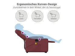 Poltrona reclin. elevatória elétrica couro artif vermelho-tinto