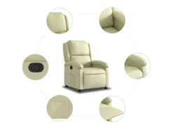 Poltrona reclinável couro genuíno cor creme