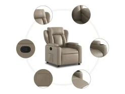 Poltrona reclinável couro artificial cor cappuccino