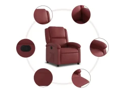 Poltrona reclinável couro artificial vermelho tinto