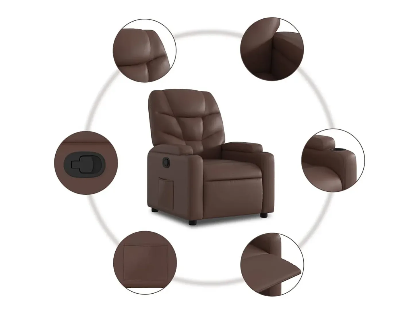 Poltrona reclinável couro artificial castanho