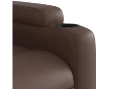 Poltrona reclinável couro artificial castanho