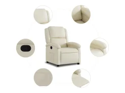 Poltrona reclinável couro artificial cor creme