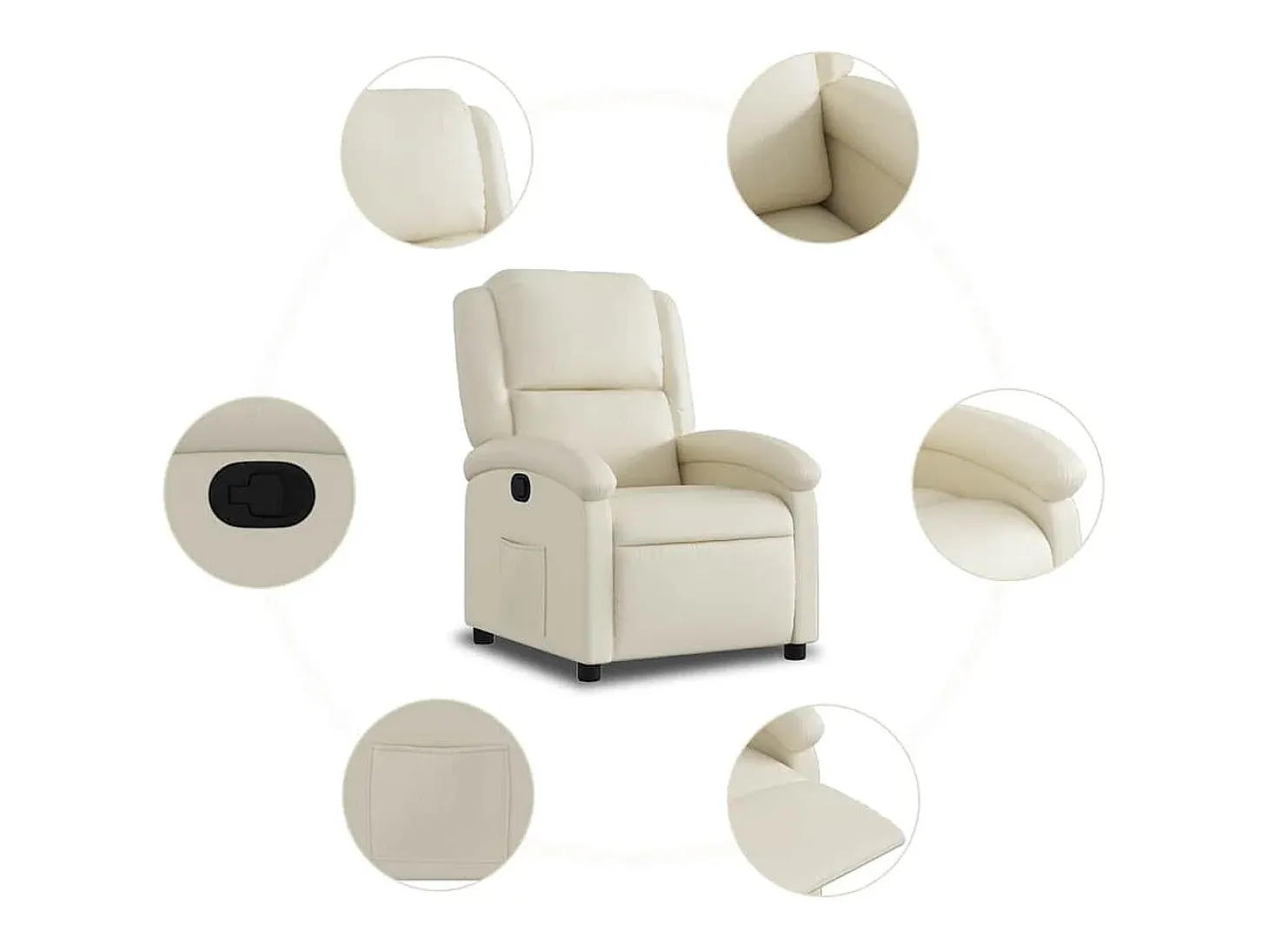 Poltrona reclinável couro artificial cor creme