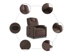 Poltrona reclinável couro artificial castanho