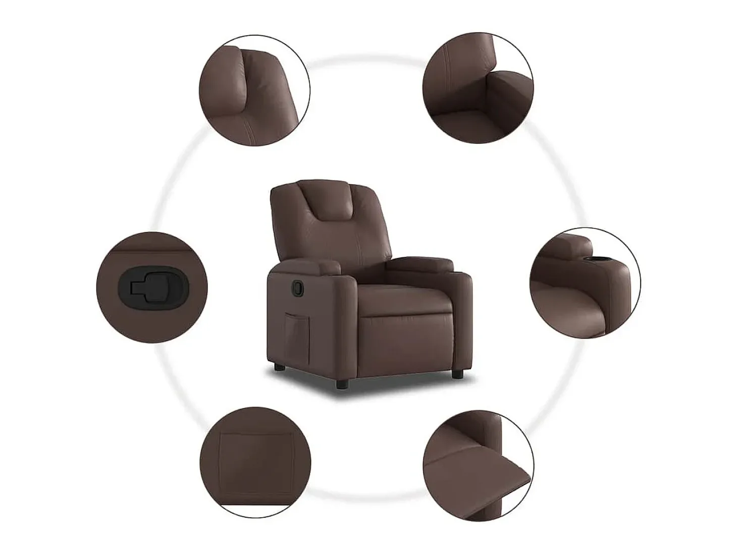 Poltrona reclinável couro artificial castanho