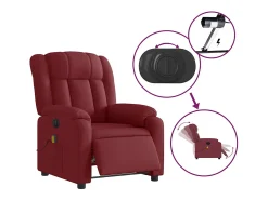 Poltrona reclinável de massagens elétrica tecido vermelho tinto