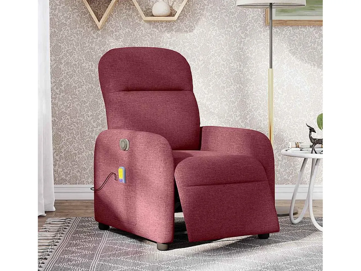Poltrona reclinável de massagens elétrica tecido vermelho tinto