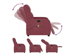 Poltrona reclinável de massagens elétrica tecido vermelho tinto